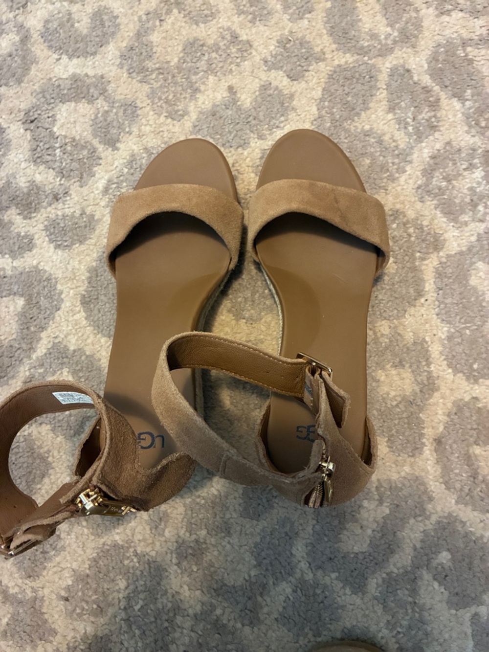 UGG Women’s Aylani Tan Ankle-Strap Espadrille Wedge Sandals - Picture 4 of 5